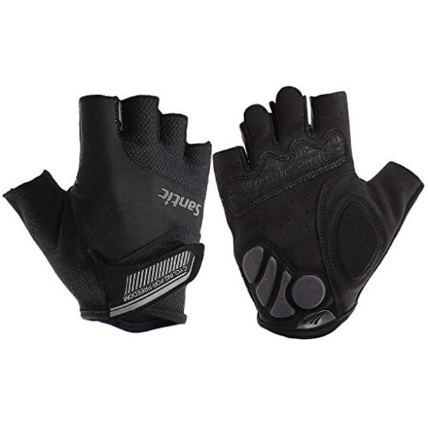 Santic Classic Fingerless Cycling Gloves with Shock-Absorbing Foam Pad Breathable Half Finger Moutain Bike Bicycle Riding Gloves for Men and Women 